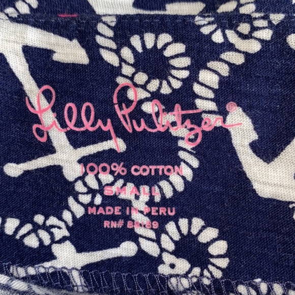 Lilly Pulitzer Navy with Ivory Anchor Print Dress. 100% Cotton. (31.5” Long) - Picture 6 of 9